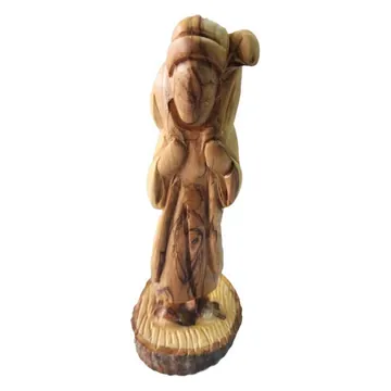 Figure on natural wood base