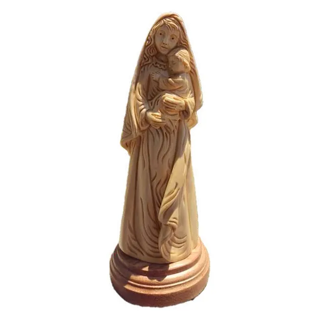 Virgin Mary statue on base, polished