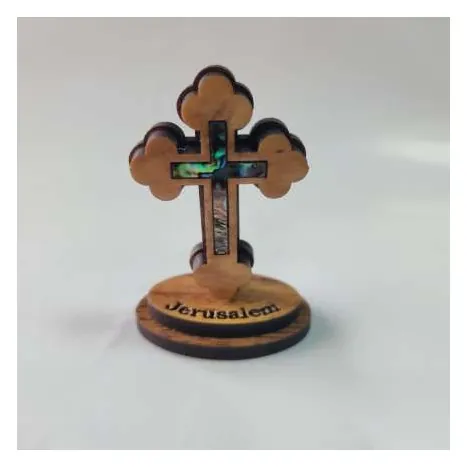 Mini standing budded cross with inlay