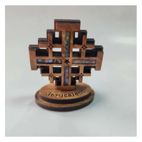 Mini standing Jerusalem cross with inlay