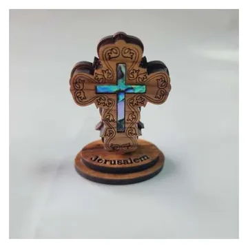 Mini standing budded cross with inlay