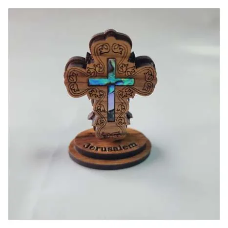 Mini standing budded cross with inlay