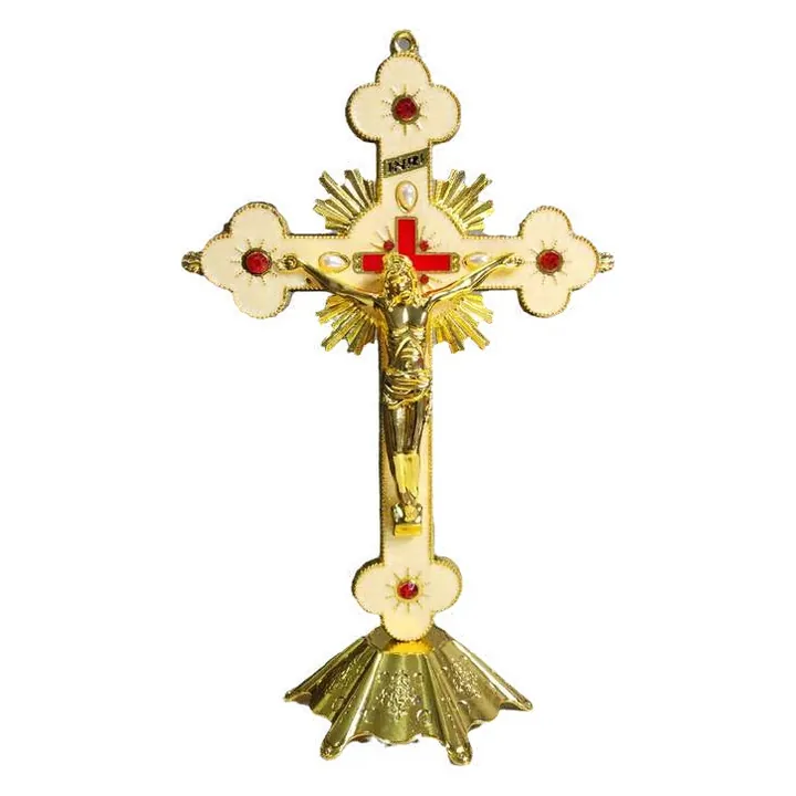 Standing crucifix, gold, in a gift box