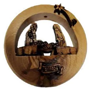 Round ornament with nativity