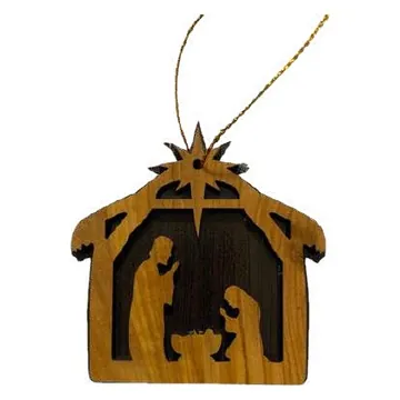 Nativity stable ornament, flat cut-out