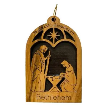 Bethlehem nativity ornament, flat cut-out