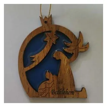Nativity ornament with blue resin