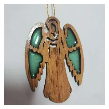 Angel ornament with green resin