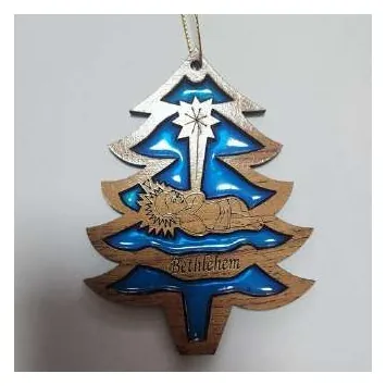 Christmas tree ornament with blue resin