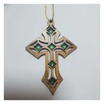 Cross ornament with green resin
