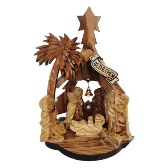 Nativity stable with Bethlehem banner