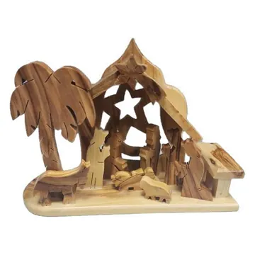 Nativity stable with palm