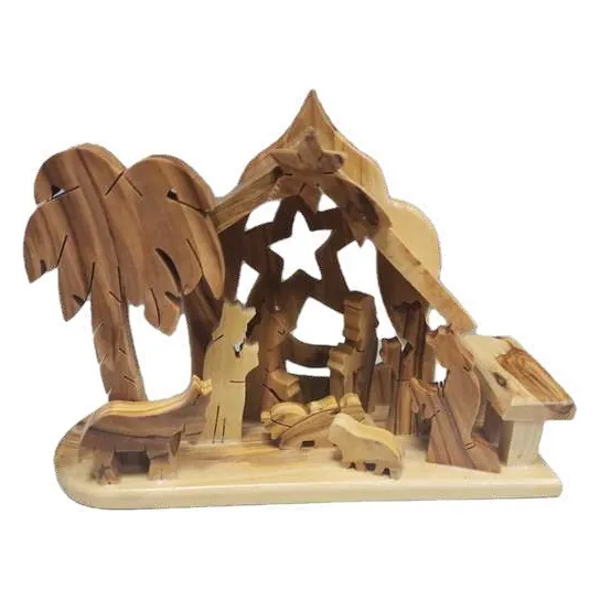 Nativity stable with palm