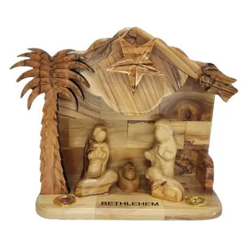 Musical nativity stable with Bethlehem banner
