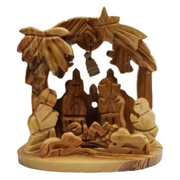 Nativity stable with palms