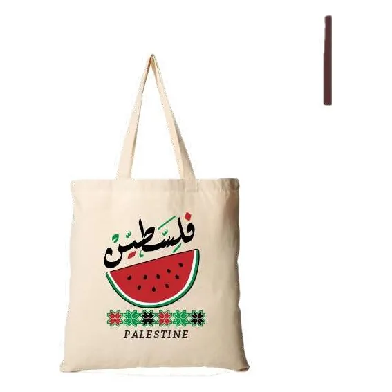 Palestine watermelon tote bag, natural