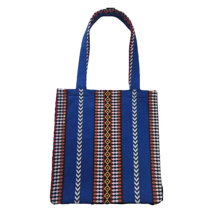 Woven tote bag, blue stripes