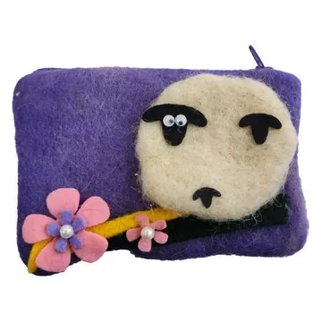 Felt sheep pouch, purple