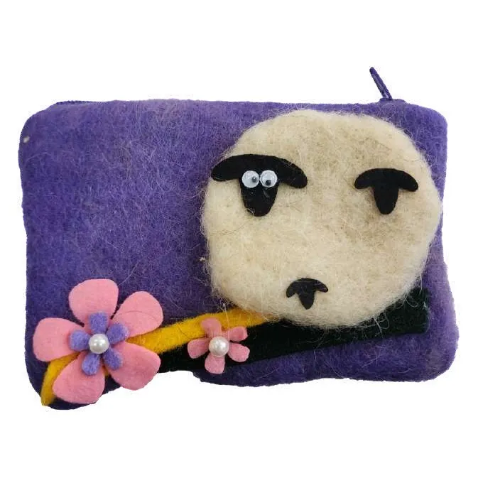 Felt sheep pouch, purple
