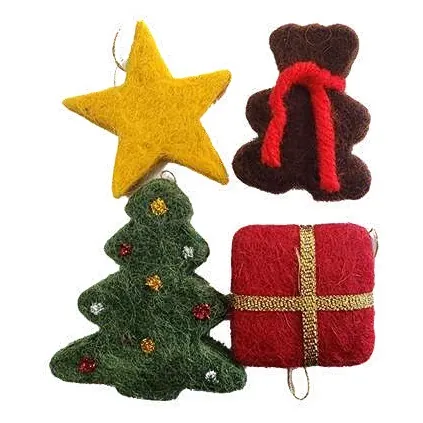 Felt Christmas ornaments (star, tree, gift, teddy bear)