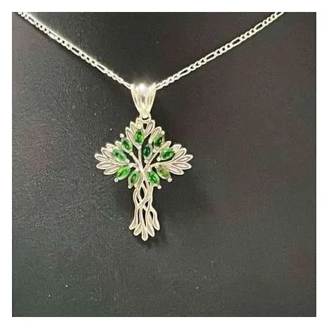 Rooted & Fruitful silver cross necklace