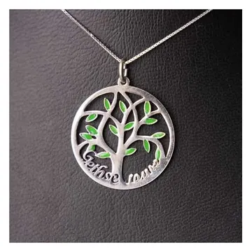Gethsemane olive tree pendant, silver