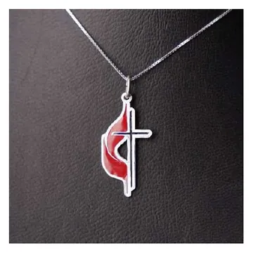 Methodist cross pendant, silver