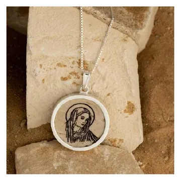 Jerusalem stone pendant, Virgin Mary