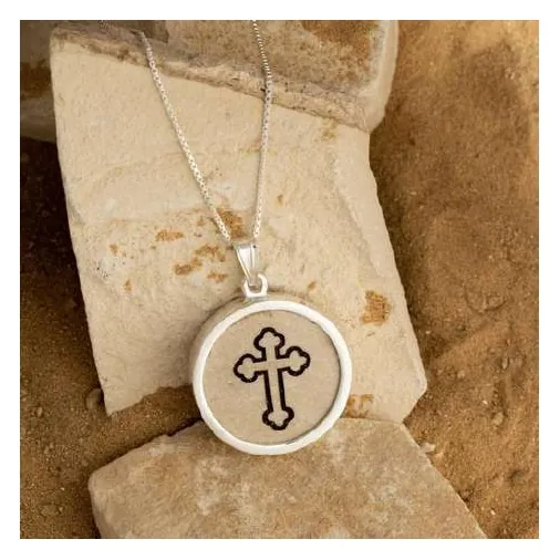 Jerusalem stone pendant, budded cross