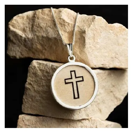 Jerusalem stone pendant, Latin cross