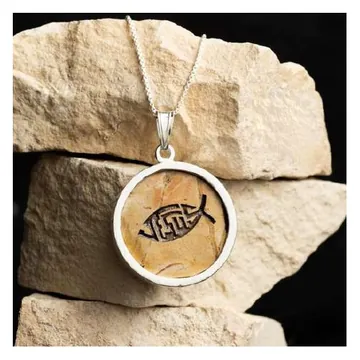 Jerusalem stone pendant, fish