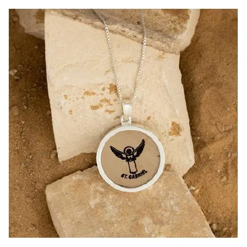 Jerusalem stone pendant, angel