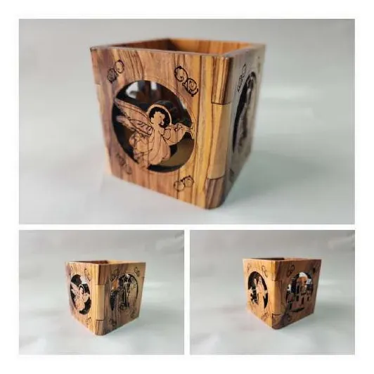 Tea light holder, angel pattern
