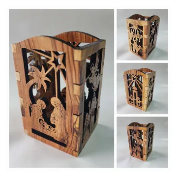 Tea light holder, nativity pattern