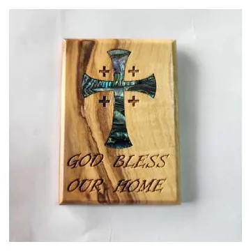 God Bless Our Home magnet with shell cross