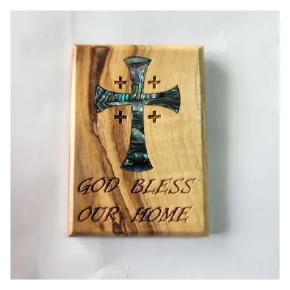God Bless Our Home magnet with shell cross