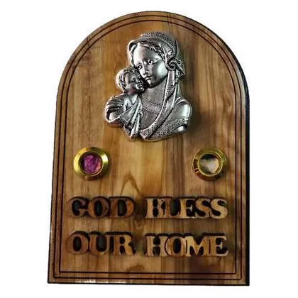 God Bless Our Home plaque with Mary and Child