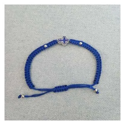 Blue cord bracelet with cross