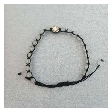 Black cord bracelet with medal