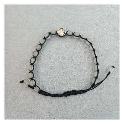 Black cord bracelet with medal
