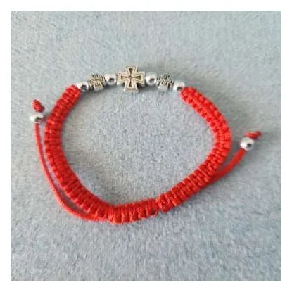 Red cord bracelet with Jerusalem cross