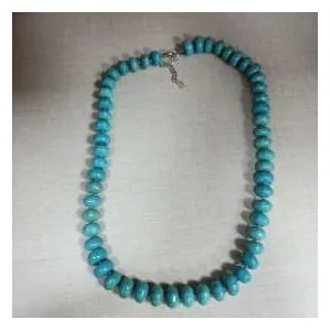 Turquoise-colour round bead necklace