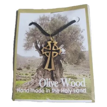Olivewood cross pendant on cord