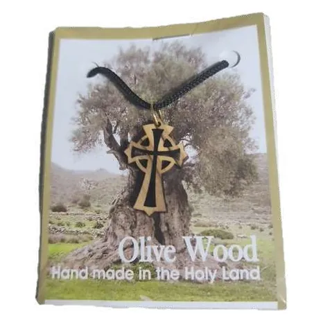 Olivewood cross pendant on cord