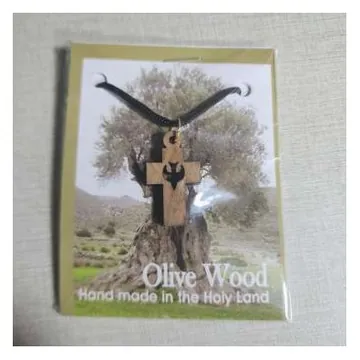 Olivewood cross pendant on cord