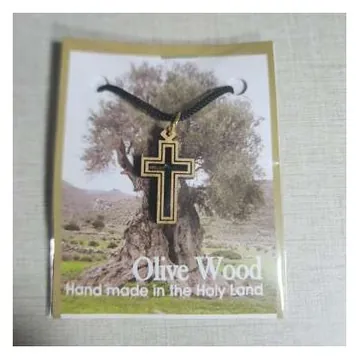 Olivewood slim cross pendant on cord