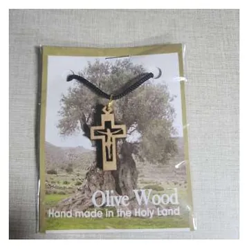 Olivewood cross pendant on cord