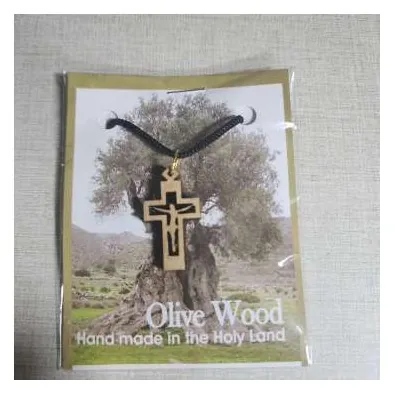 Olivewood cross pendant on cord