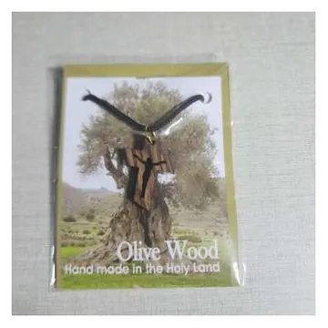 Olivewood cross pendant on cord