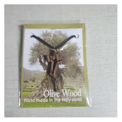 Olivewood cross pendant on cord